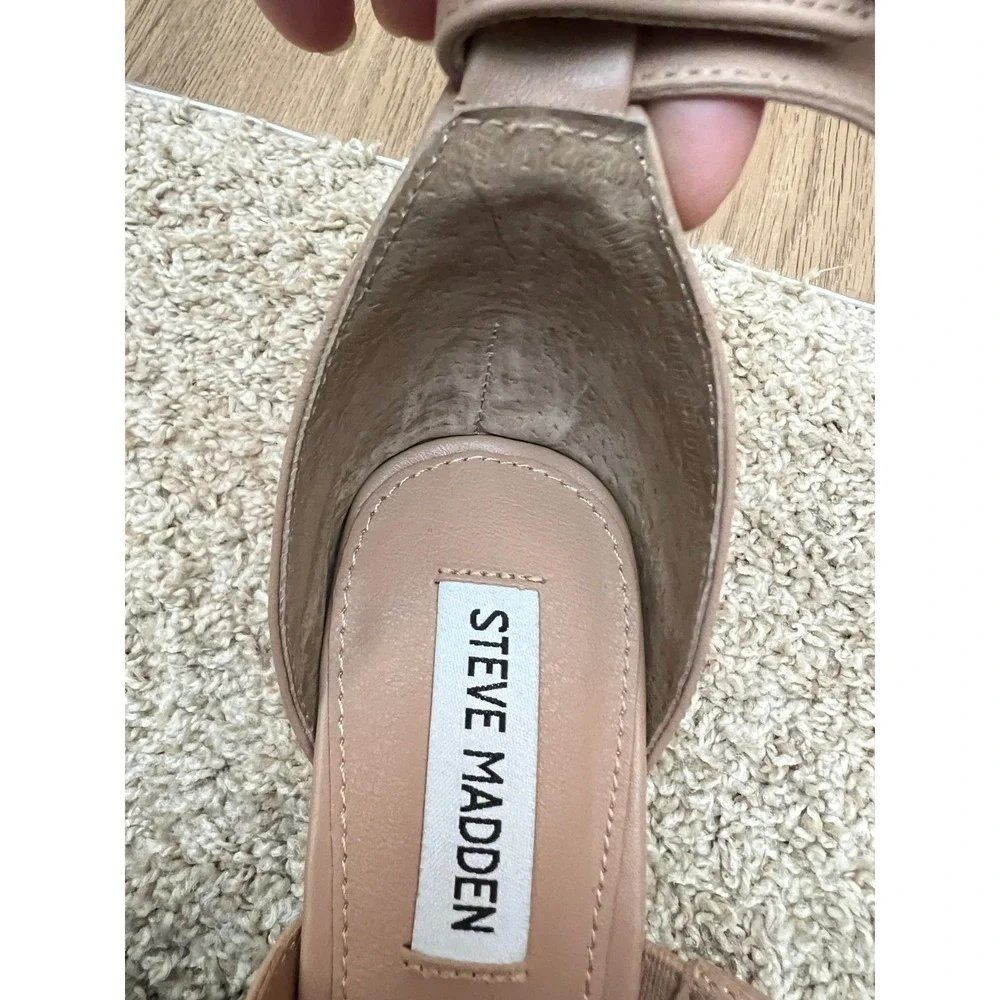 Steve Madden Jelena‎ Tan Leather Heels Size 8 Ankle Strap Stiletto